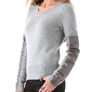 $250 Aiko Gray Garbo Metallic Sleeve Sweater Size Small